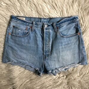 Levis Big E High Waisted Cut Off Button Fly Shorts